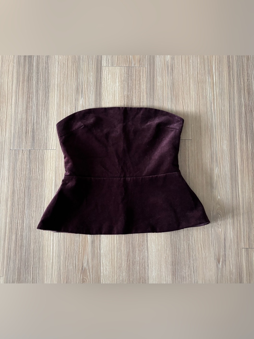 ZARA Strapless Burgundy Velvet Top Bustier Womens M Whimsigoth Formal